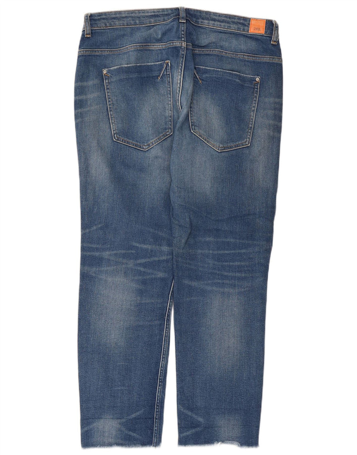 Zara Jeans rectos desgastados para mujer EU 42 Large W32 L28 Azul