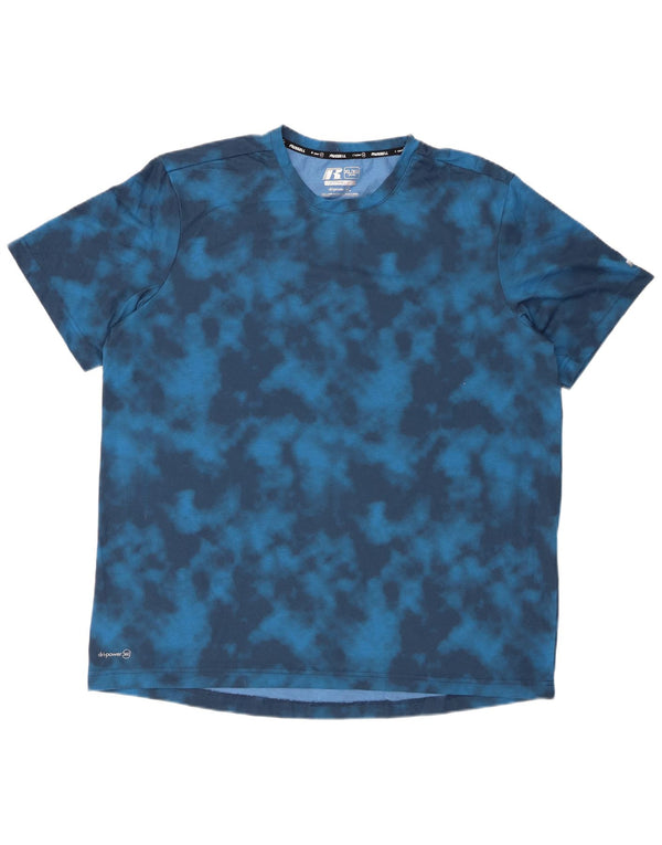 RUSSELL ATHLETIC Camiseta Dri-Power para hombre Top XL Azul Tie Dye