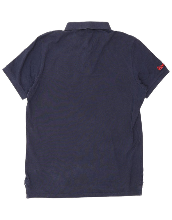 SUPERDRY Polo para hombre grande de algodón azul marino