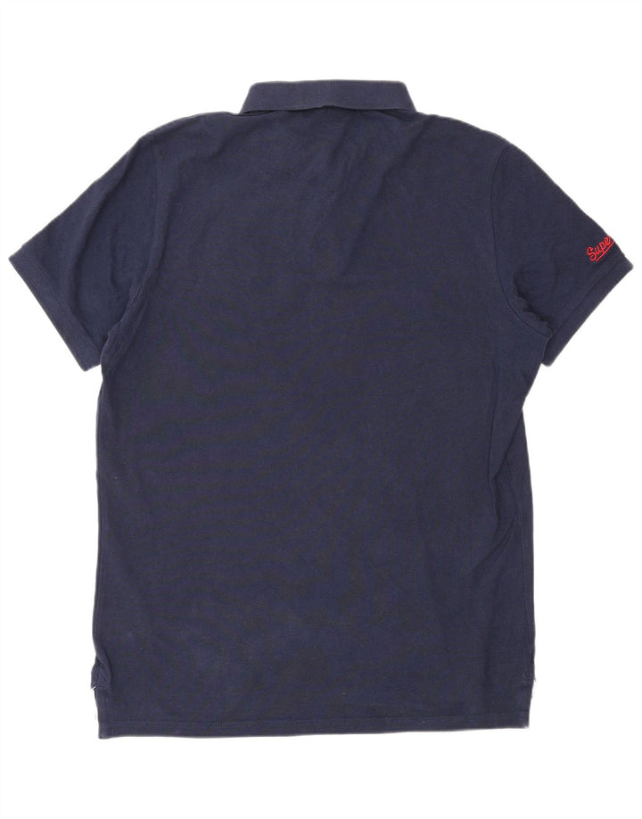SUPERDRY Polo para hombre grande de algodón azul marino