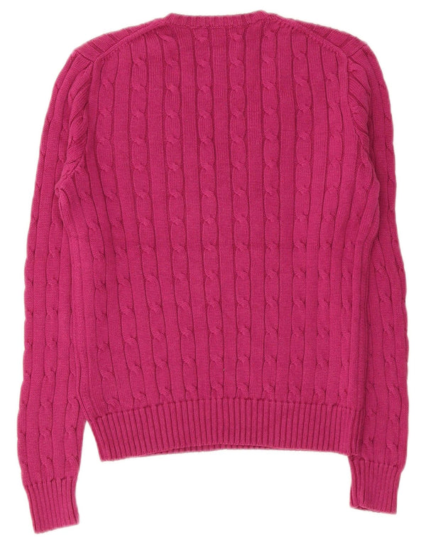 Polo Ralph Lauren suéter con cuello en V para mujer UK 12 Algodón rosa medio