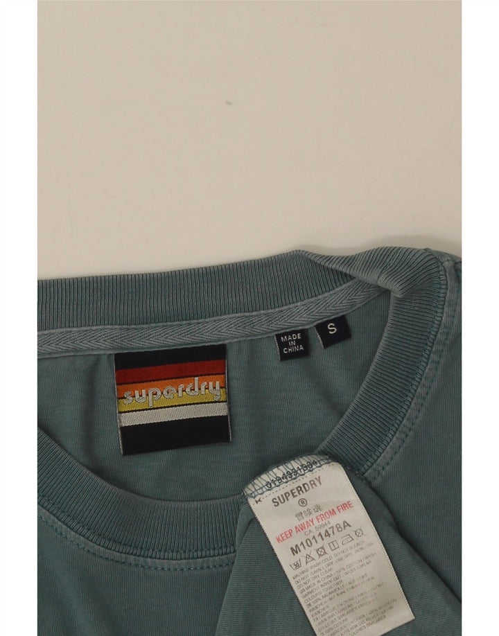 SUPERDRY Camiseta gráfica para hombre Top Small Blue Cotton