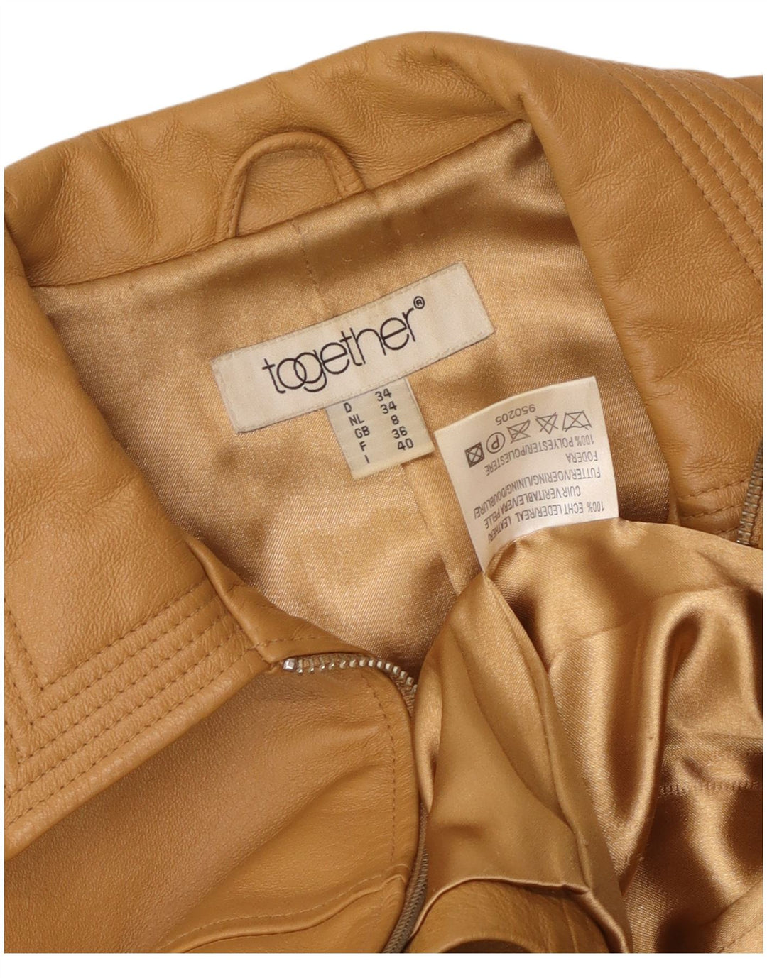 TOGETHER Chaqueta de cuero para mujer UK 8 Small Cuero beige