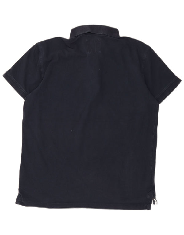 CREW CLOTHING Polo para hombre grande azul marino algodón