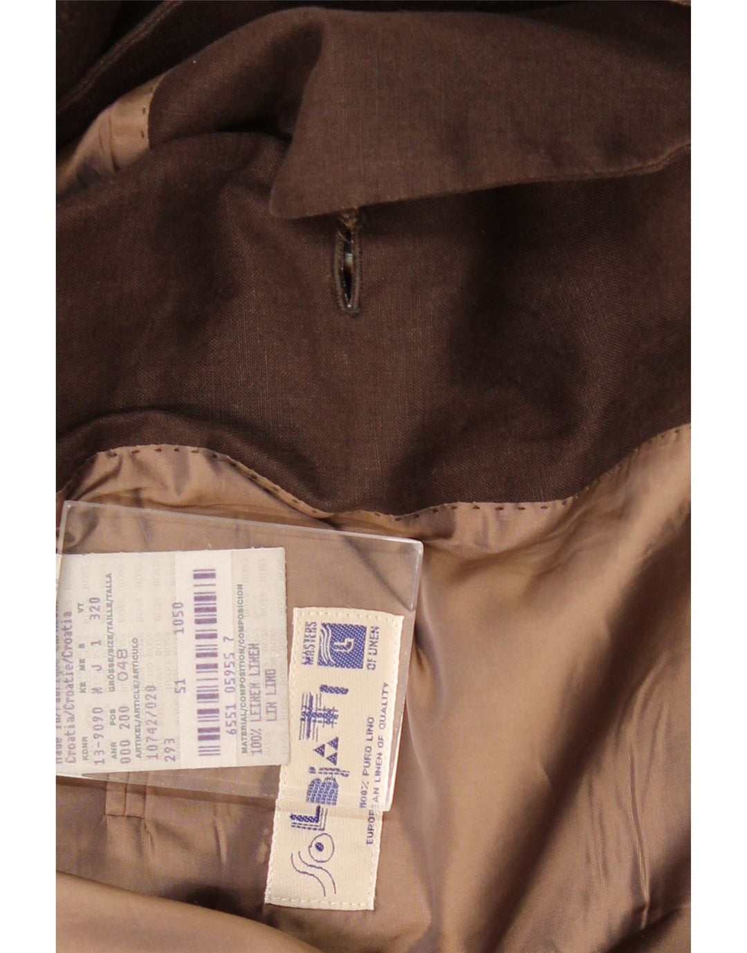 SOLBIATI Chaqueta tipo blazer de 2 botones para hombre IT 48 Lino marrón medio