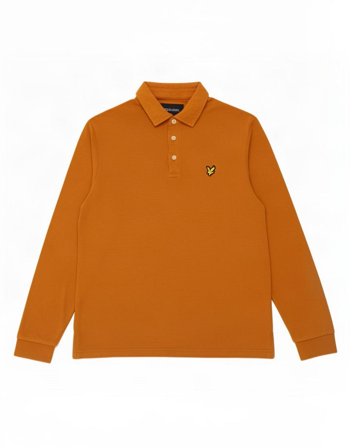 Lyle & Scott Polo de manga larga para hombre de algodón naranja medio