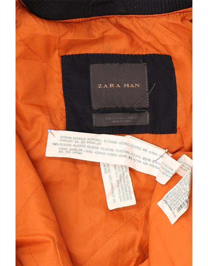ZARA Chaqueta bomber para hombre UK 40 Large Poliéster azul marino