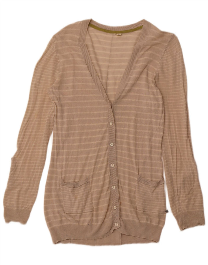 WHITE STUFF Suéter tipo cárdigan para mujer UK 40 Grande Lino a rayas beige