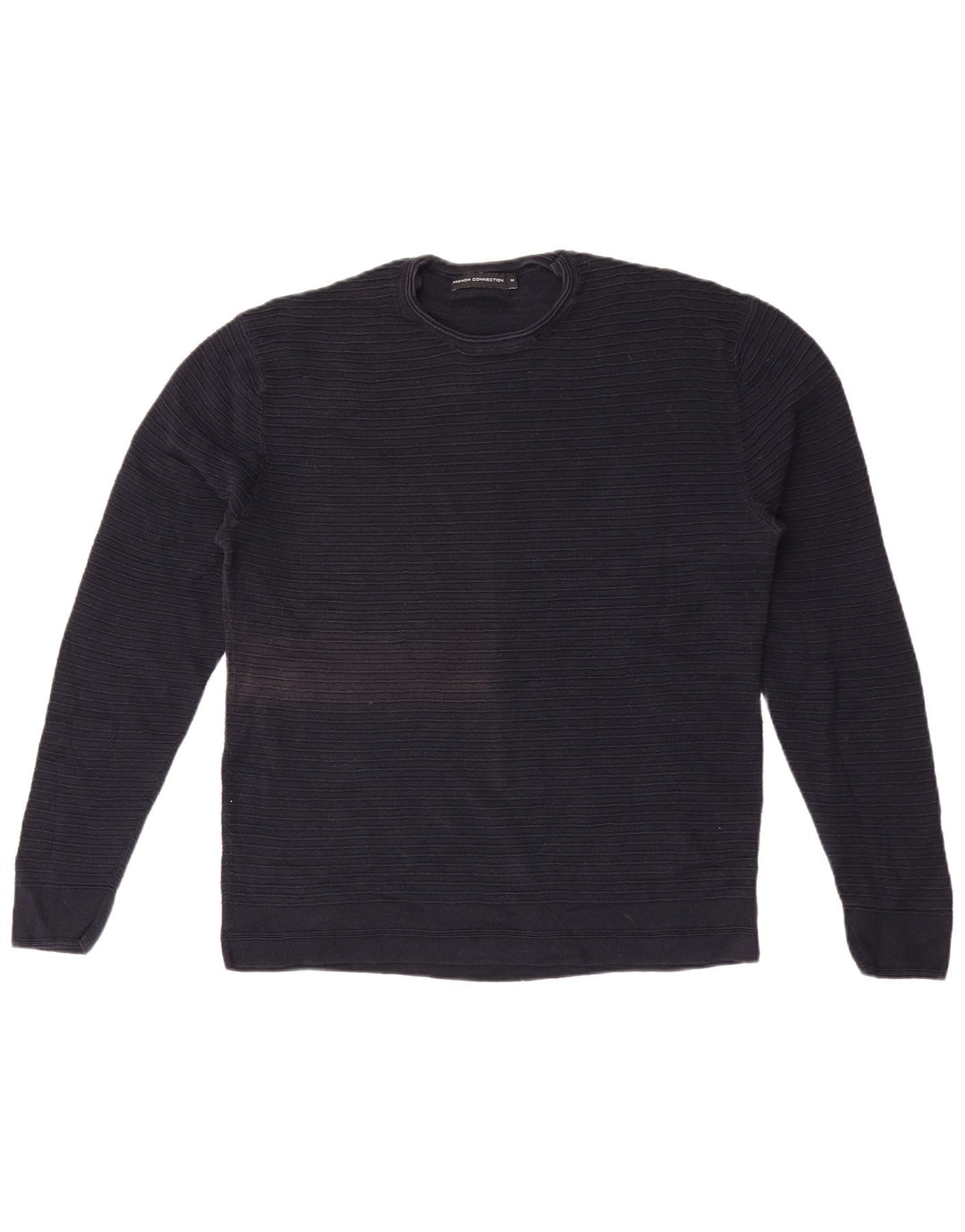 French Connection Jersey de cuello redondo para hombre de algodón azul marino mediano