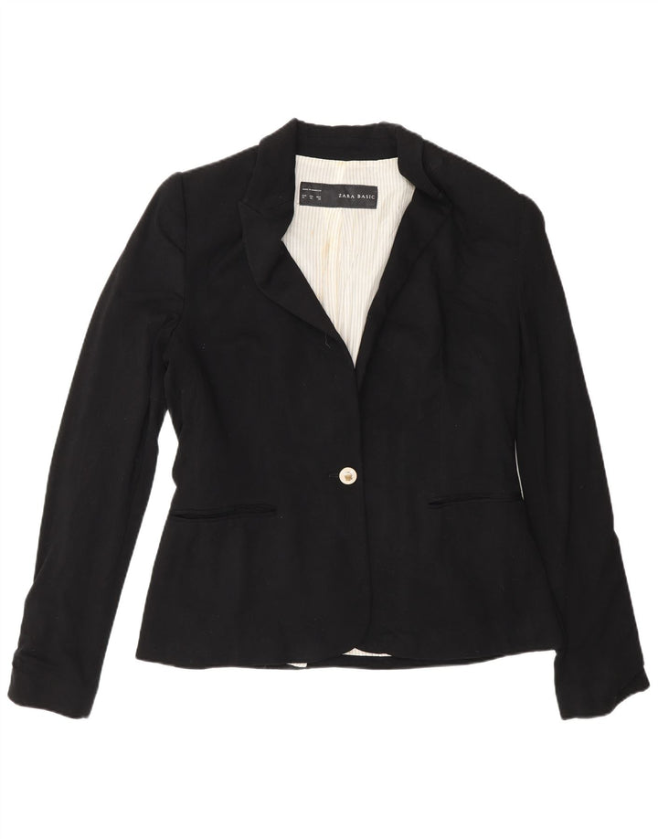 Zara Mujer Chaqueta Blazer De 1 Botón UK 40 XL Negro