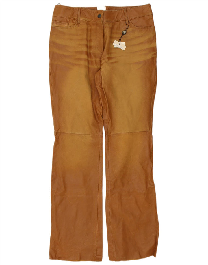 Pantalones de cuero vintage para hombre W34 L35 Marrón