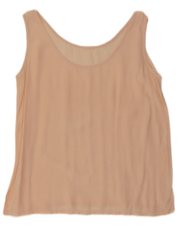 Vintage mujer blusa sin mangas Top Reino Unido 16 seda rosa grande
