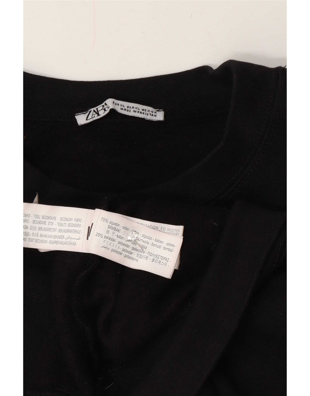 Zara Hombre Sudadera Jumper XL Negro Algodón