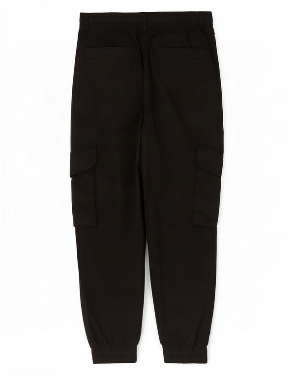 Zara Hombre Crop Joggers Pantalones Cargo Medianos W31 L25 Poliéster Negro