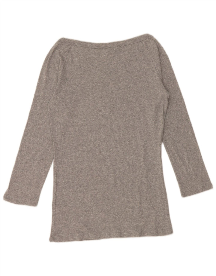 BENETTON Top con hombros descubiertos para mujer, manga 3/4, UK 42, gris medio moteado