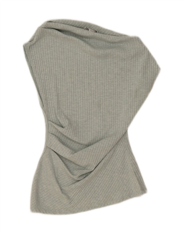 Zara Mujer Blusa Sin Mangas Top UK 42 Verde Medio