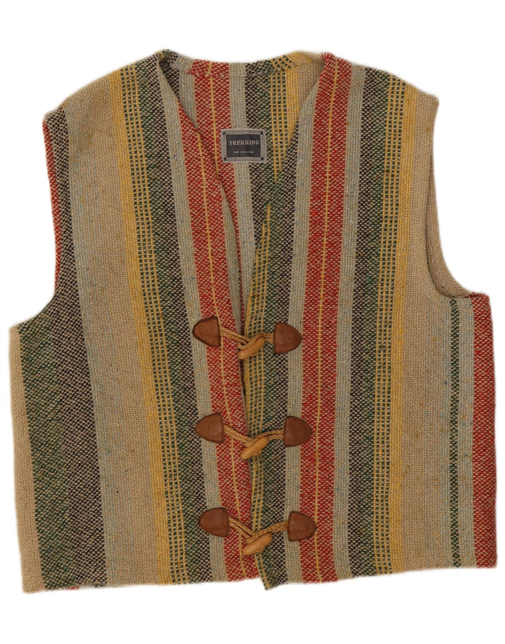 Chaleco vintage para hombre grande acrílico a rayas multicolores