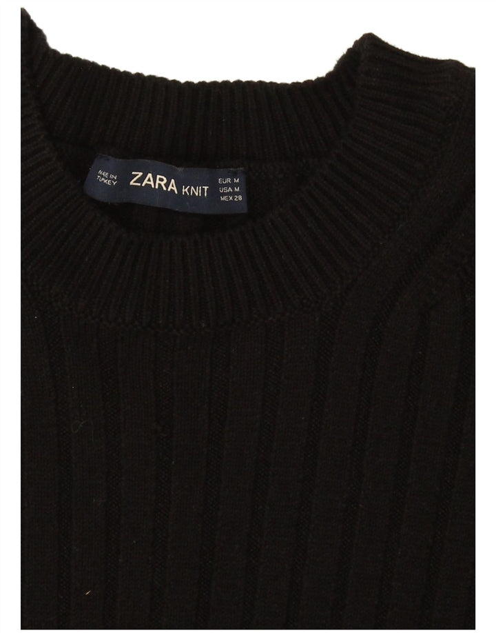 Zara Mujer Vestido Jersey UK 44 Mediano Negro