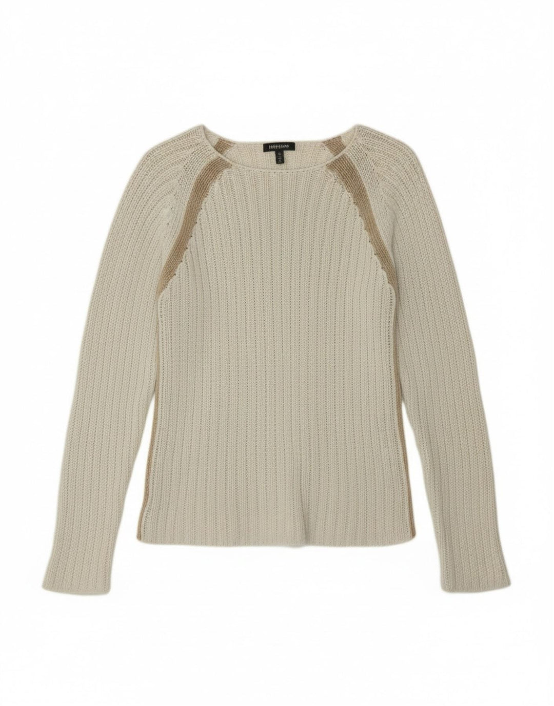 Killer Loop Suéter tipo jersey con cuello barco para mujer, talla 40, talla pequeña, color blanco a rayas