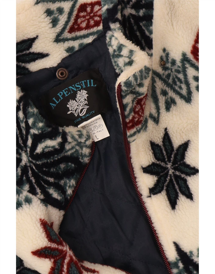 Vintage hombres chaqueta de lana Reino Unido 40 grande blanco Fair Isle poliéster