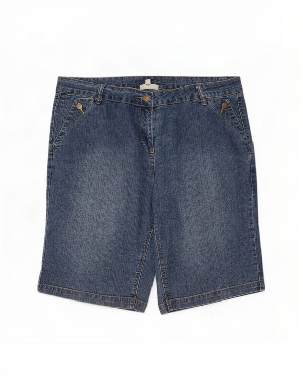 Marks & Spencer Womens Autograph Denim Shorts UK 20 2XL W40 Blue Cotton