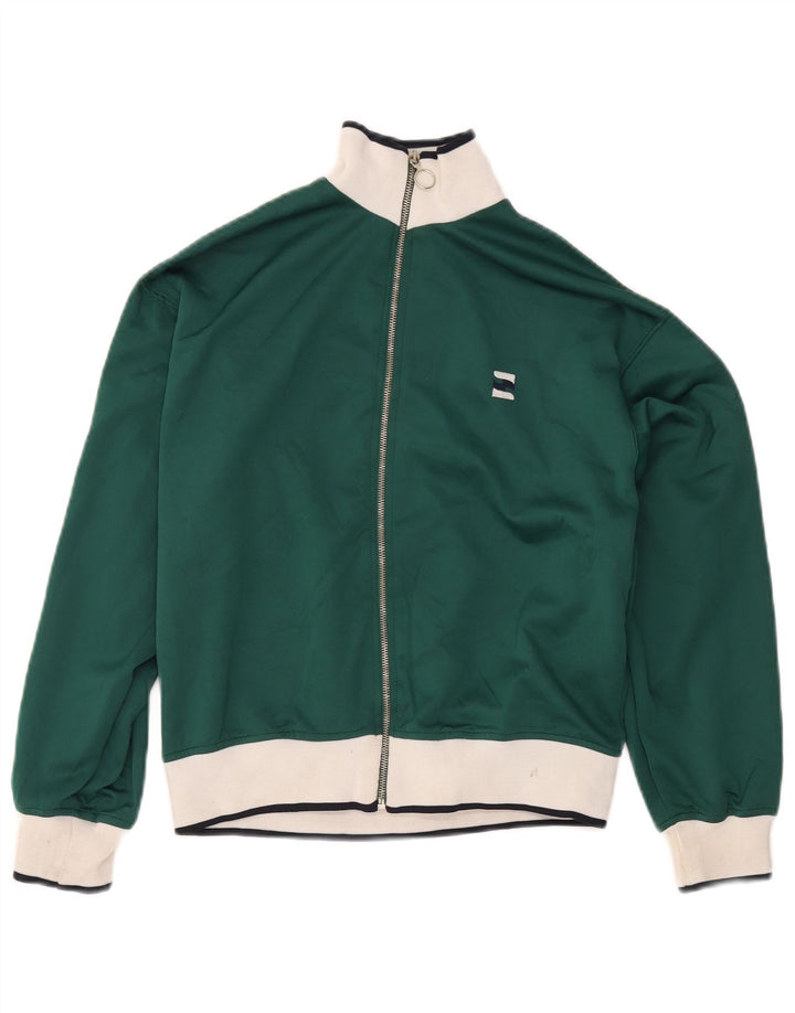 Zara Mujer Chándal Top Chaqueta UK 10 Small Verde Colorblock Poliéster