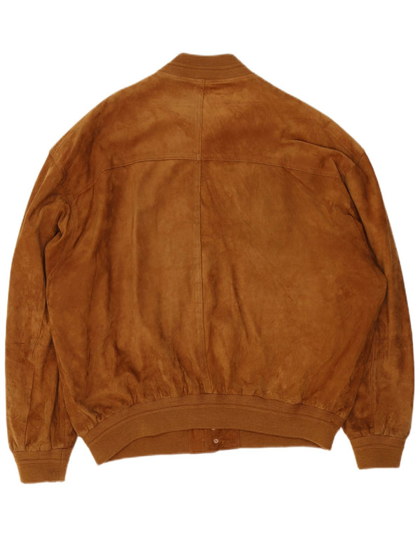 James Dillon Chaqueta bomber de ante para hombre UK 44 2XL Cuero marrón