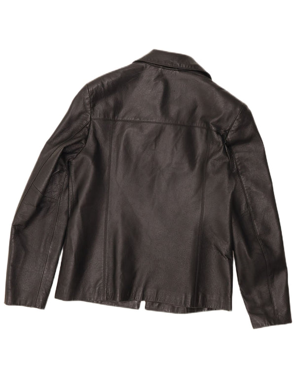 Planet Chaqueta de cuero para hombre IT 46 Small Cuero negro