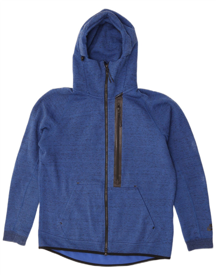Nike - Sudadera con capucha y cremallera para hombre, algodón moteado en azul medio
