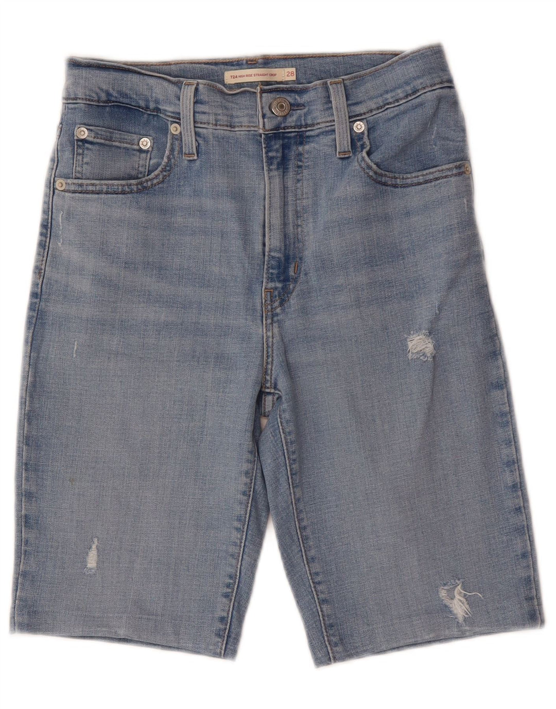 Levi's Shorts De Mezclilla De Tiro Alto Desgastados Para Mujer W28 Algodón Azul Medio