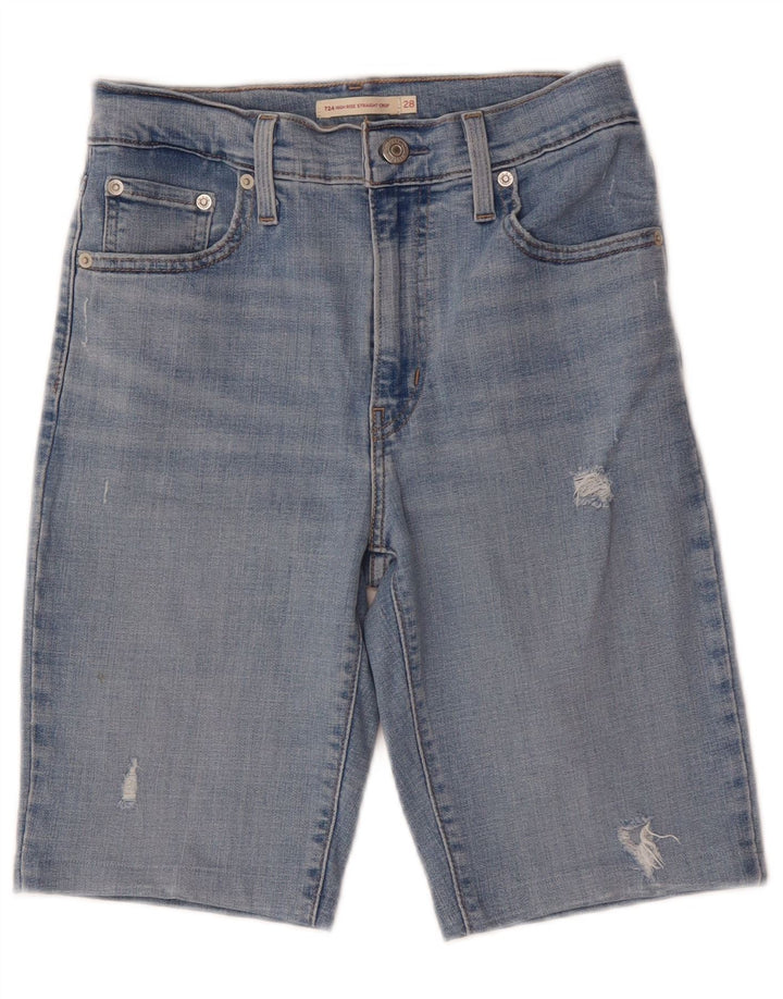 Levi's Shorts De Mezclilla De Tiro Alto Desgastados Para Mujer W28 Algodón Azul Medio