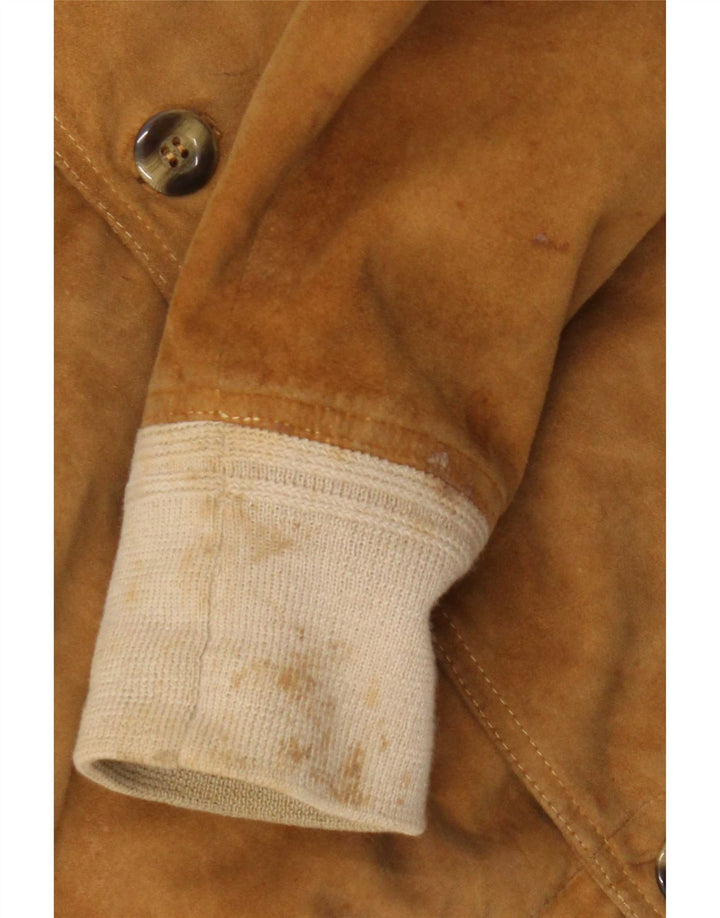 Vintage hombres ante bomber chaqueta IT 52 XL cuero beige