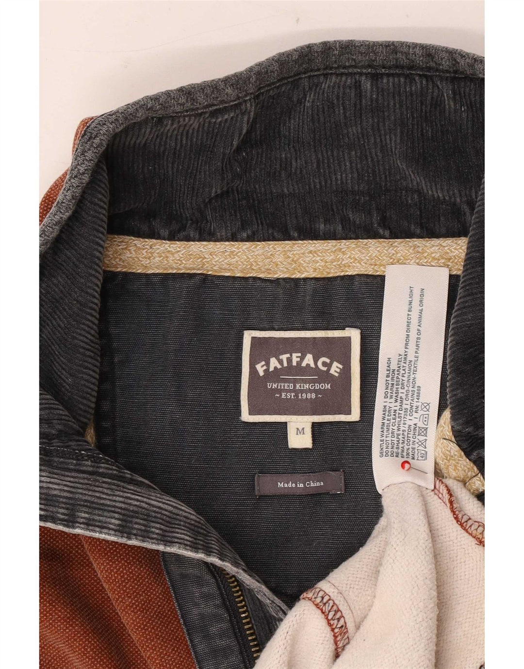 Sudadera con capucha y cuello con cremallera para hombre Fat Face Jersey de algodón marrón medio