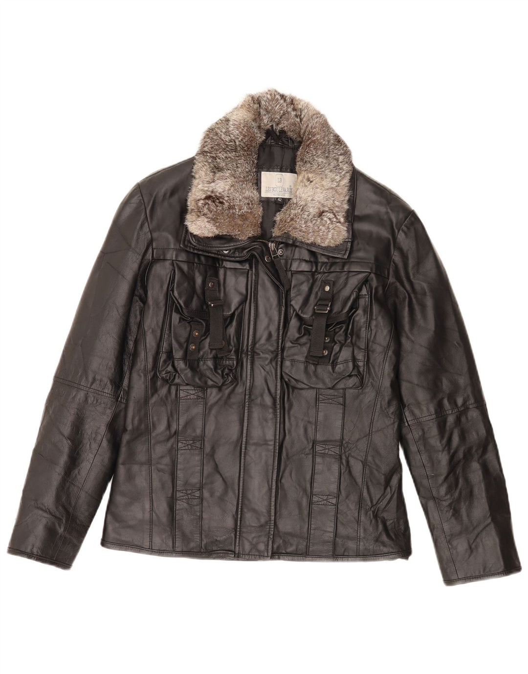 Lesboulevards Chaqueta De Cuero Mujer IT 42 Medium Cuero Negro