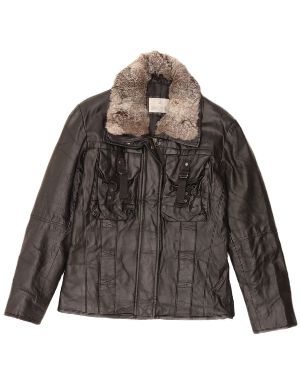 Lesboulevards Chaqueta De Cuero Mujer IT 42 Medium Cuero Negro