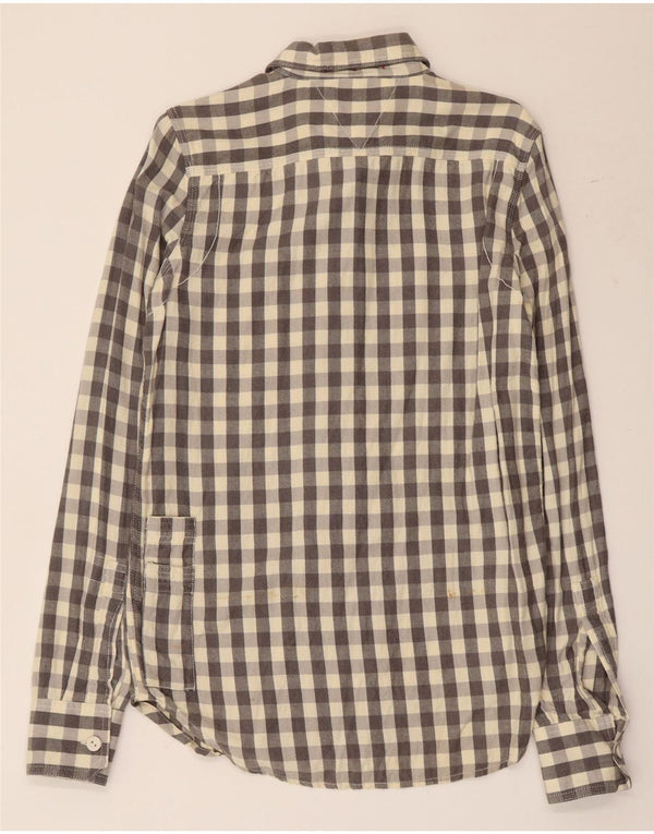 Superdry Mens Flannel Shirt Small Grey Gingham Cotton