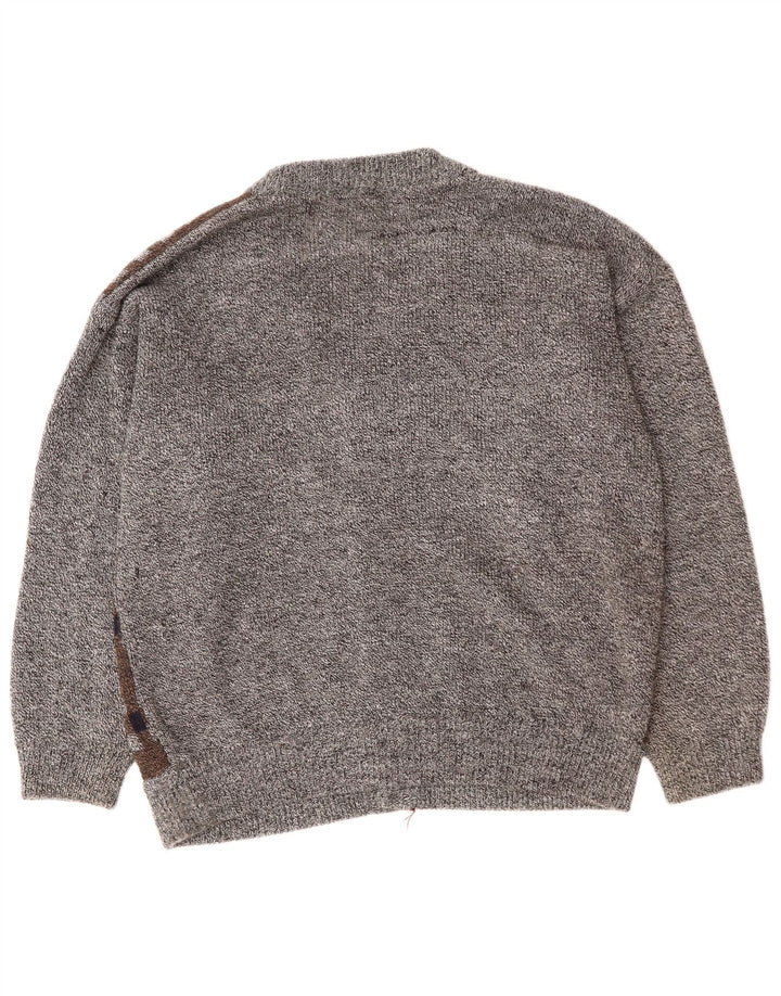 VINTAGE Suéter cárdigan para hombre 2XL Gris Argyle/Diamante Acrílico