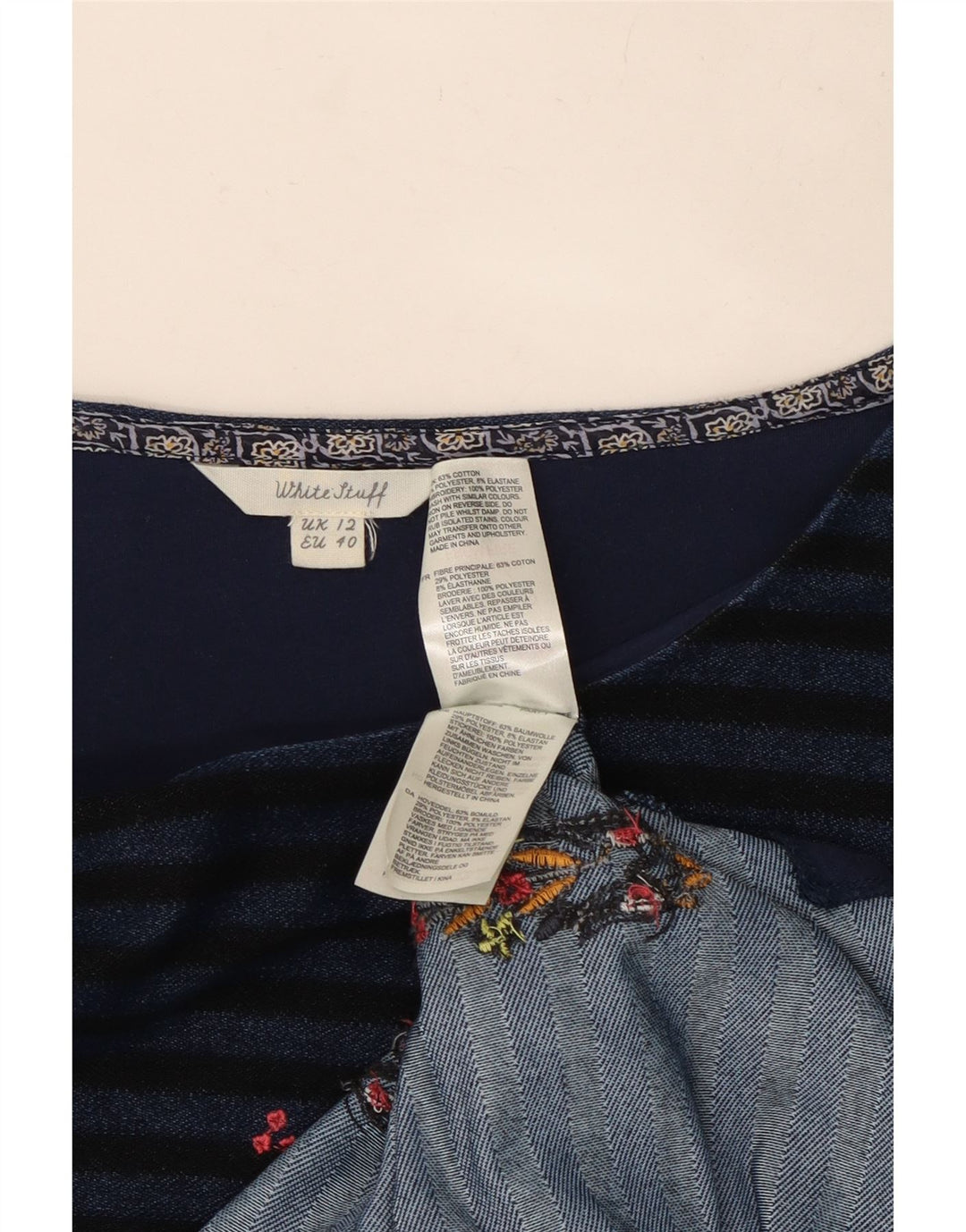 White Stuff Vestido recto de manga 3/4 para mujer UK 42 Mediano Azul marino a rayas