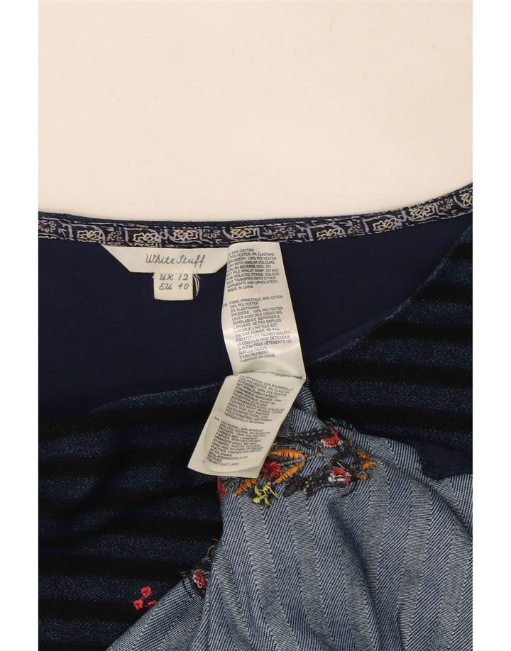 White Stuff Vestido recto de manga 3/4 para mujer UK 42 Mediano Azul marino a rayas