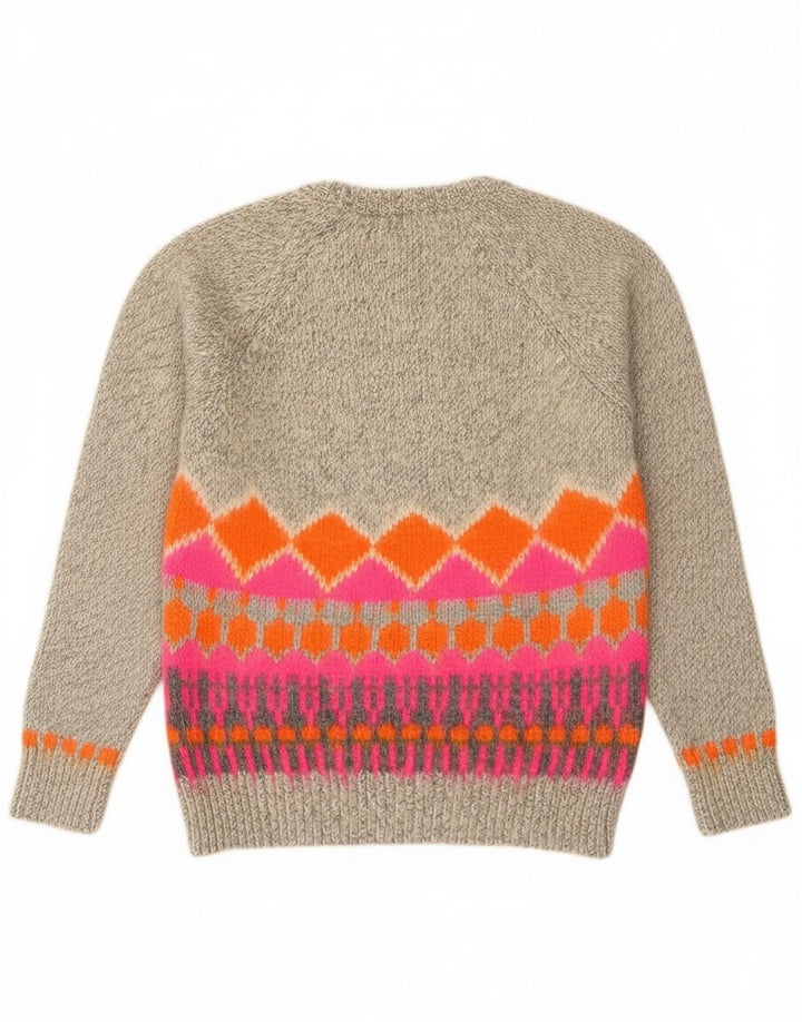 Superdry Suéter tipo jersey con cuello redondo para mujer Reino Unido 44 Gris medio Fair Isle