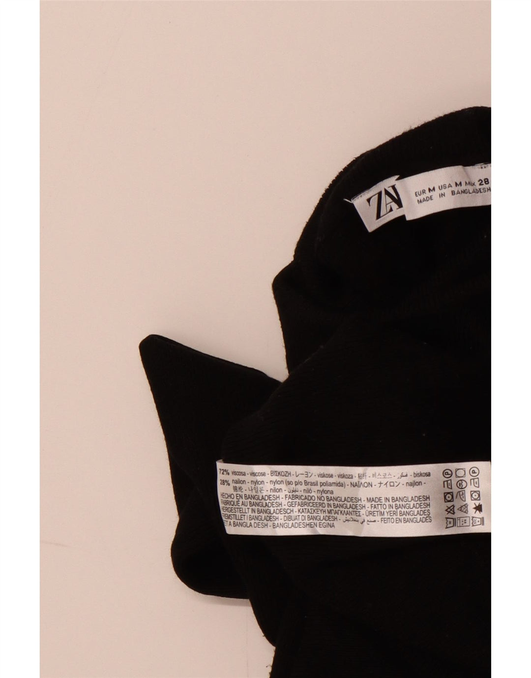 ZARA Jersey corto con cuello vuelto para mujer, talla 40, talla M, viscosa negra