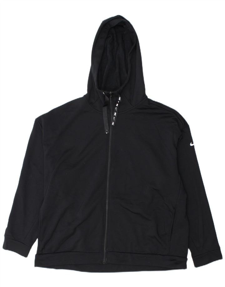 Nike - Sudadera con capucha para mujer, extragrande, con cremallera, talla 40, poliéster negro grande