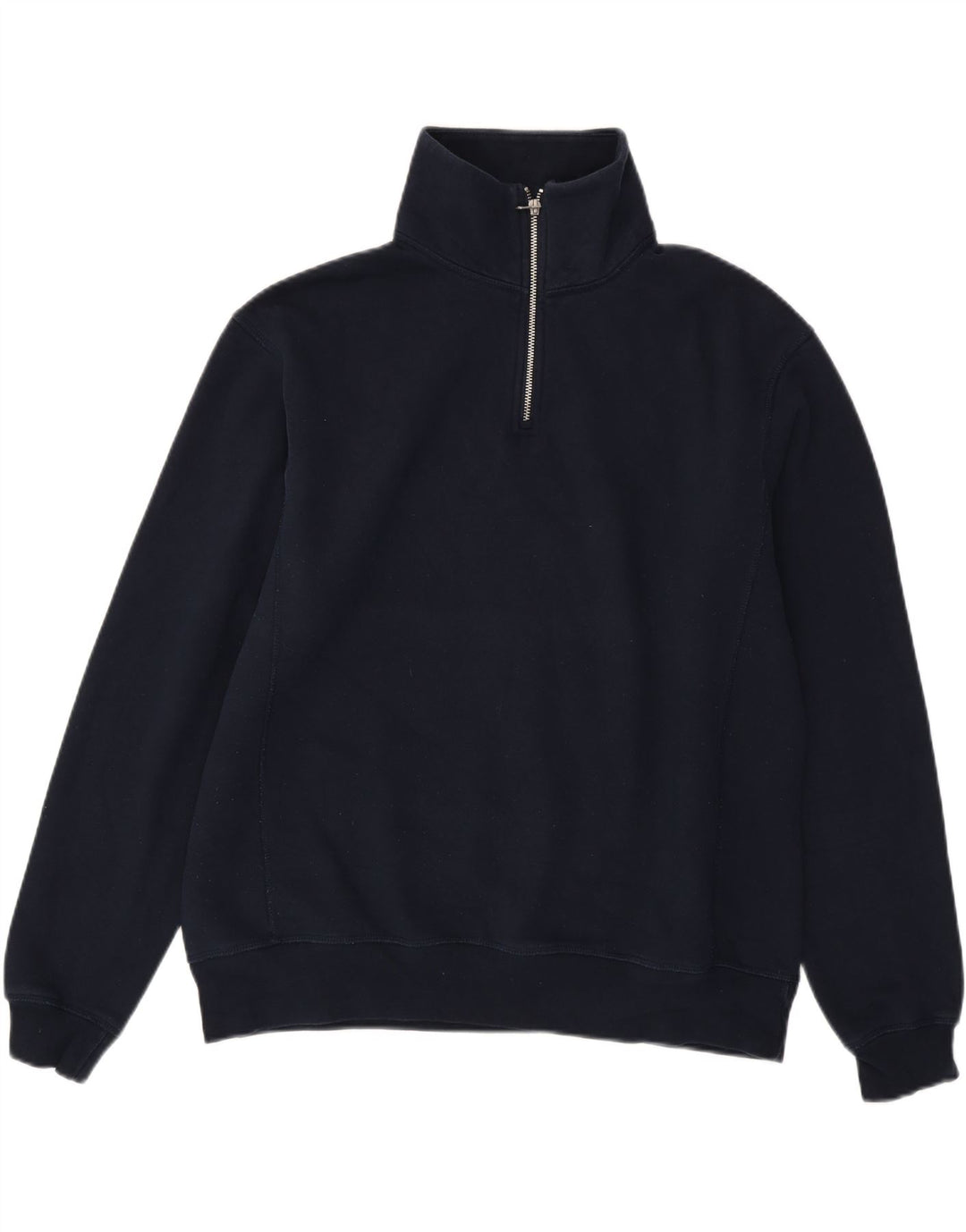 Zara Hombre Zip Neck Sudadera Jumper Large Azul Marino Poliéster