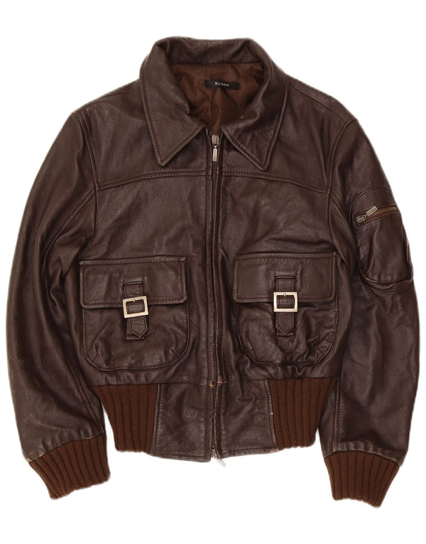 Chaqueta de cuero vintage para mujer IT 44 Marrón medio