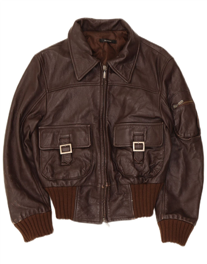 Chaqueta de cuero vintage para mujer IT 44 Marrón medio