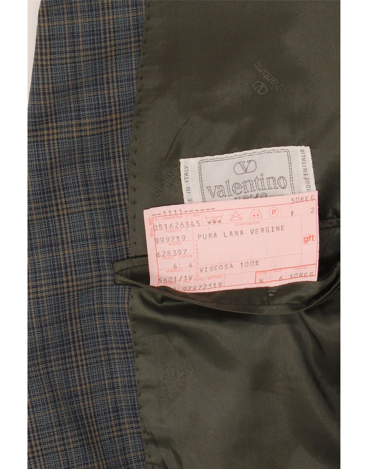 VALENTINO Chaqueta tipo blazer de 2 botones para hombre IT 50 Large Blue Check Viscosa