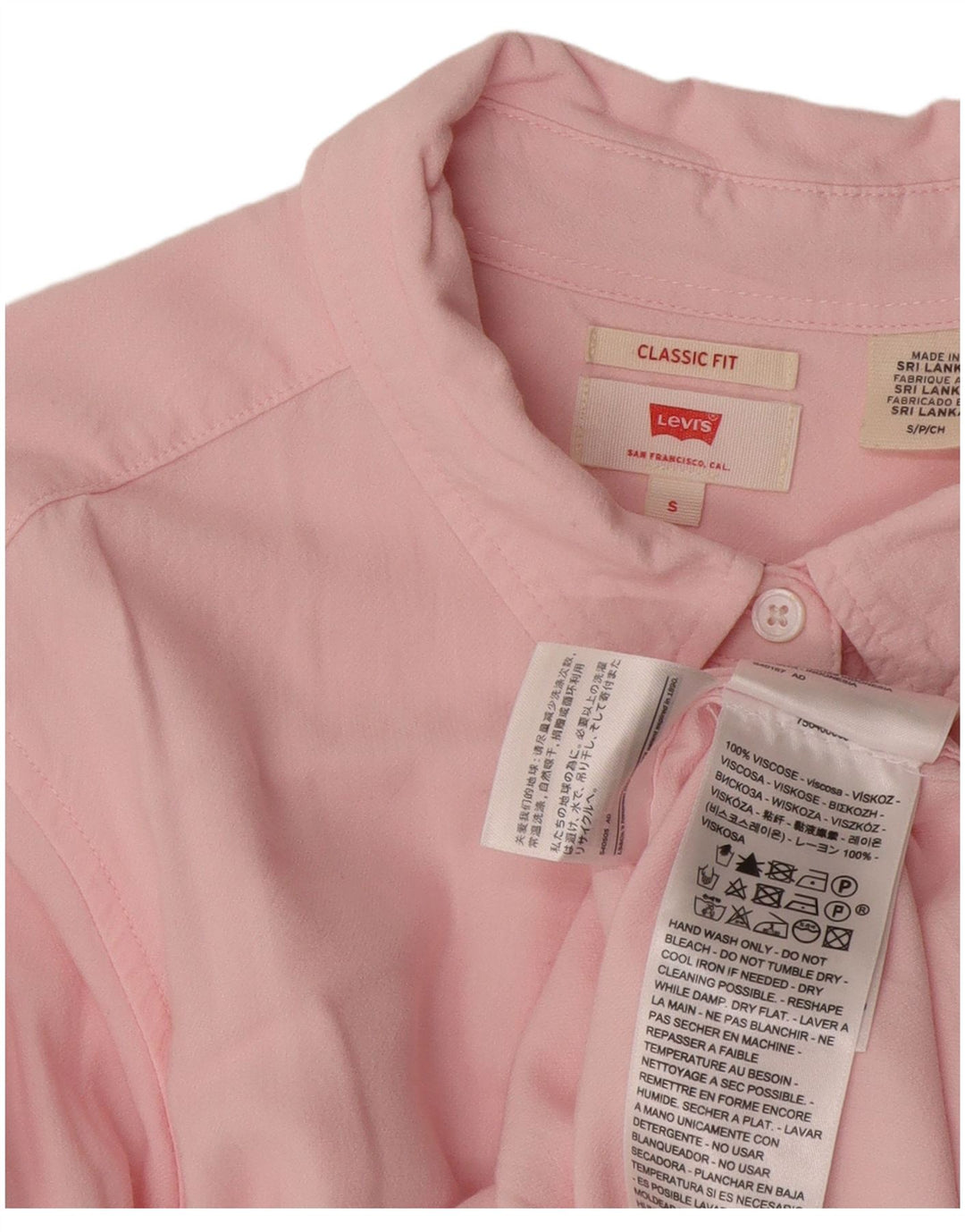 Levi's Camisa de corte clásico para mujer UK 10 Small Viscosa rosa