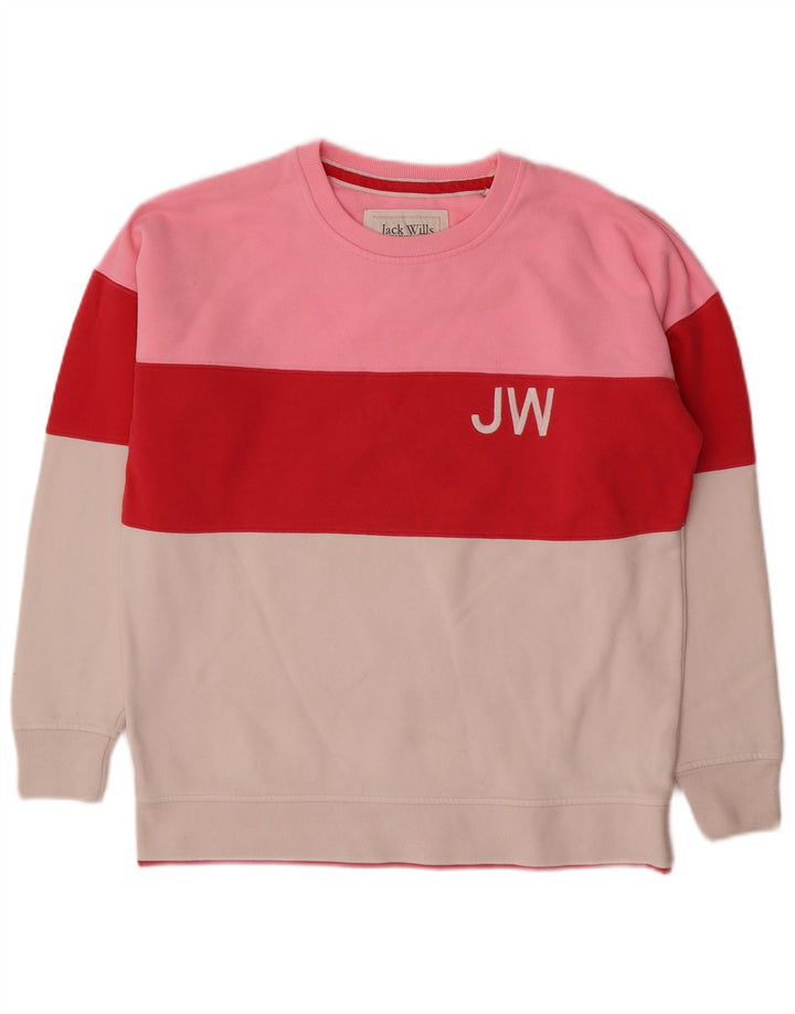 JACK WILLS Womens Oversized Sweatshirt Jumper UK 10 Small Multicoloured