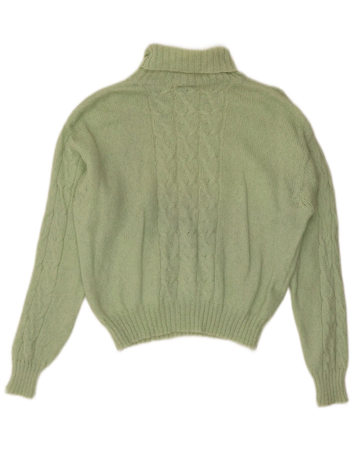 Vintage mujer crop roll cuello jersey suéter Reino Unido 14 verde medio
