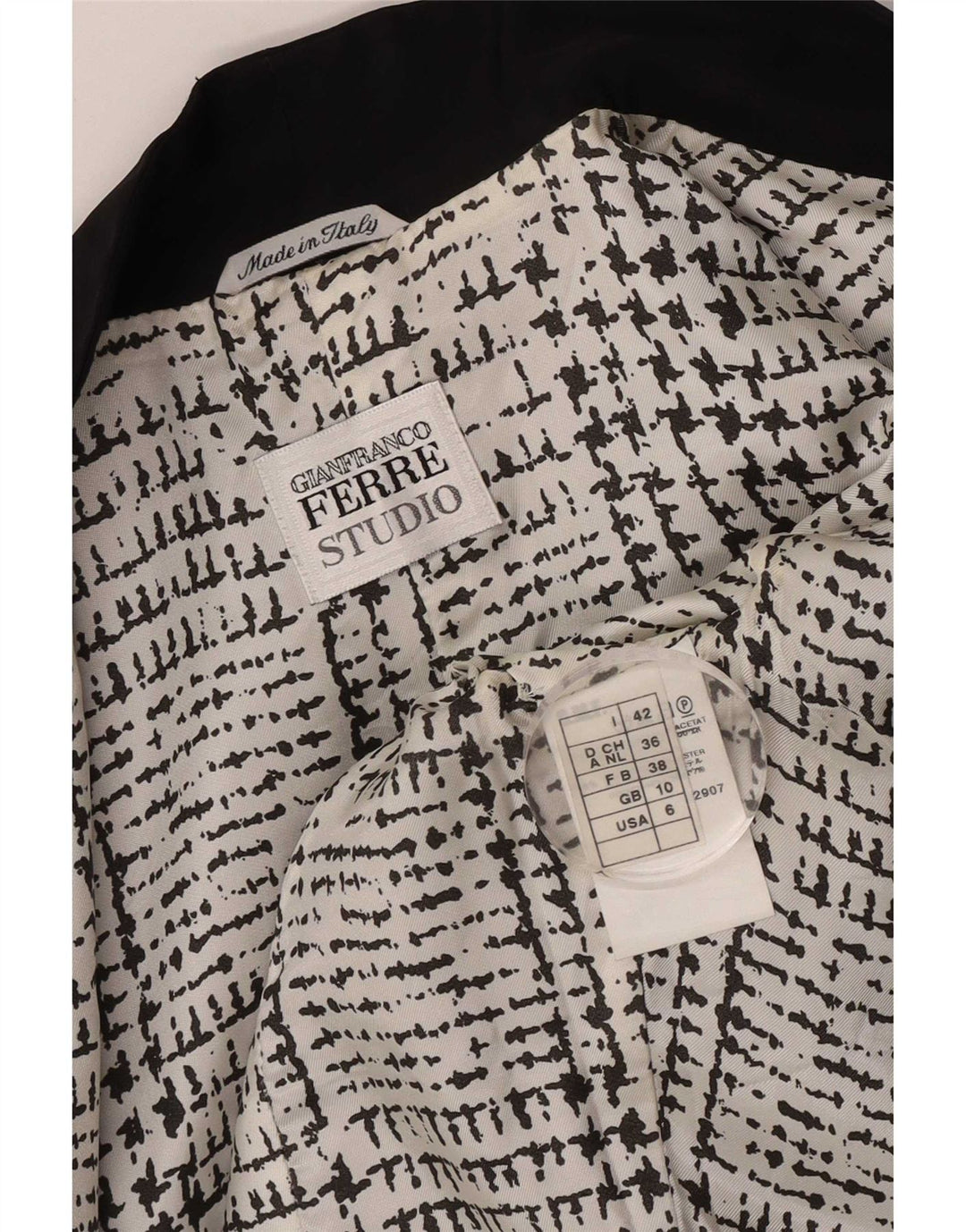 Gianfranco Ferre Chaqueta tipo blazer abierta para mujer UK 10 Small Acetato negro